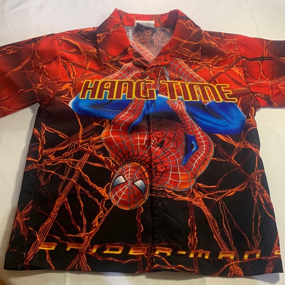 Vintage Marvel Spider-Man 2 Short Sleeve Button Up As-Is Retro Kids - Picture 1 of 10